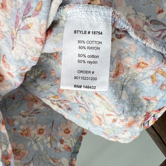 Becool Floral Babydoll Top Smocked Square Neck Puff Sleeve Blouse Cute size L - Picture 6 of 6